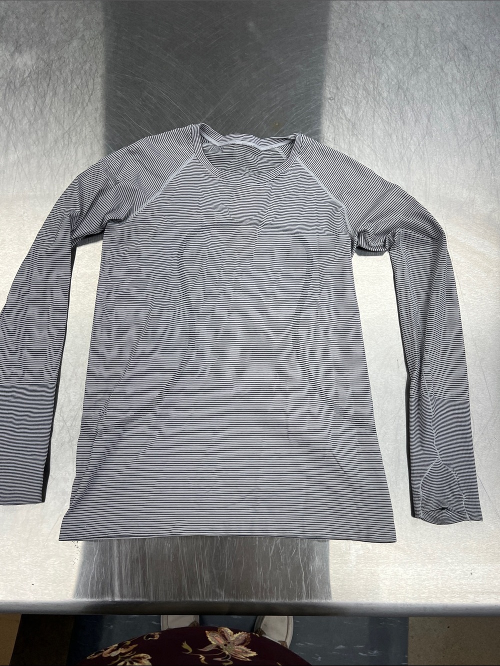 lululemon athletica Black & White Striped Long Sleeve Running Tee Women’s 8